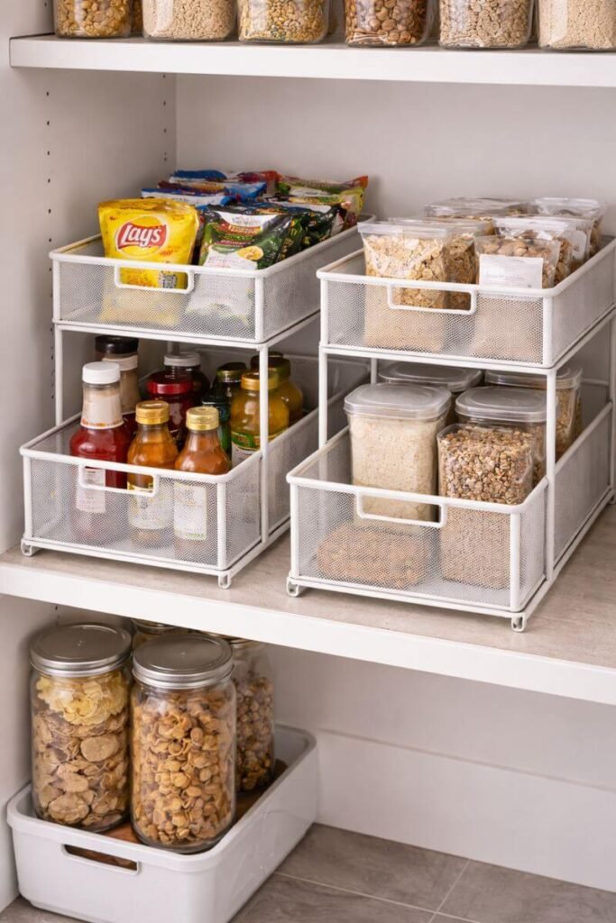 organizador extraíble para estantes profundos de despensa