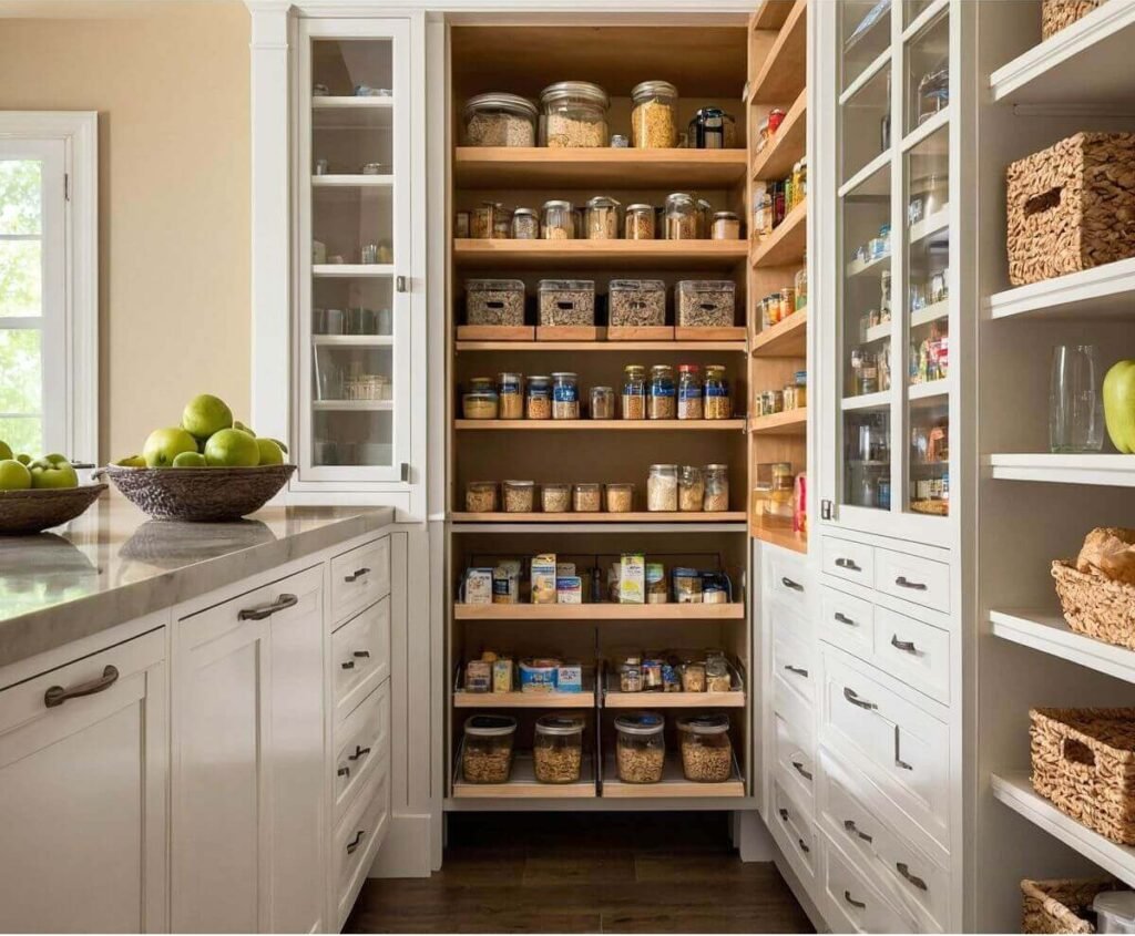 Aprovechar gabinetes de cocina con estantes y organizadores