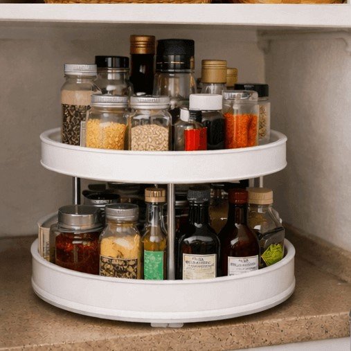 organizador giratorio de dos niveles para cocina