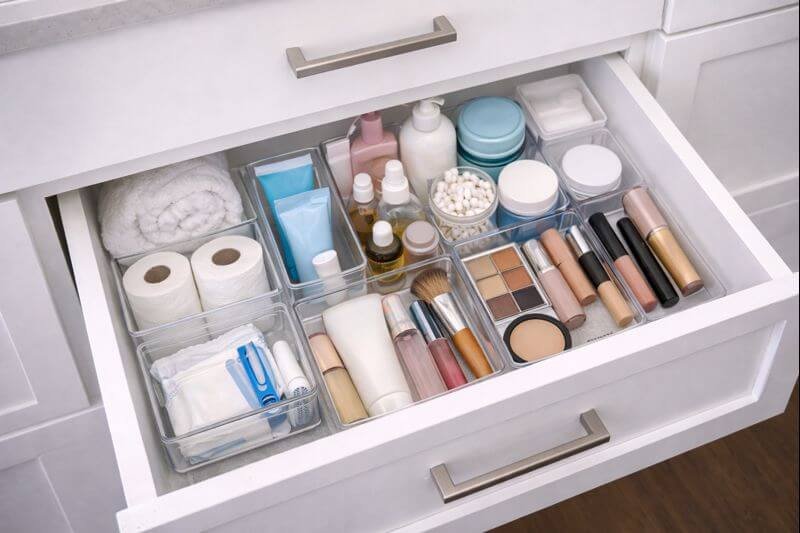 Organización de gavetas del baño con soluciones prácticas