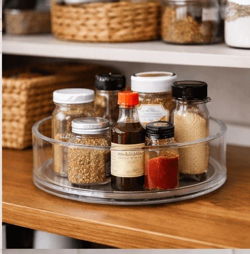 organizador giratorio transparente para despensa